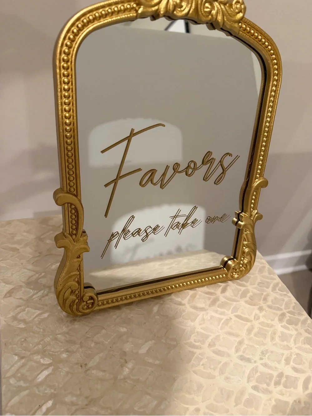 Gold Ornate Double Mirror Sign - Gifts & Cards / Favors
